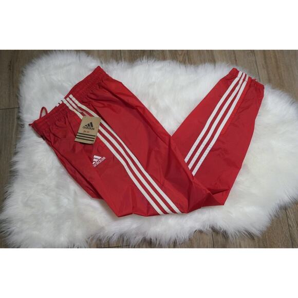 NWT Rare Adidas Vintage Nylon Red Track Pants Youth Large YL - Picture 1 of 12
